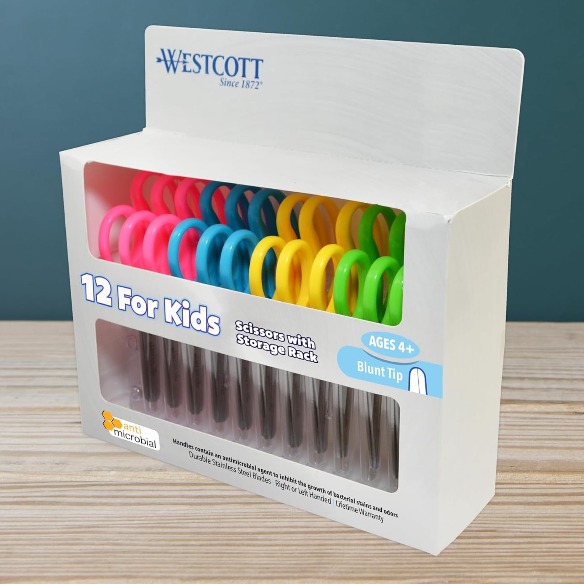 Westcott 14871 Right- and Left-Handed Scissors, Kids' Scissors, Back to School, Classroom Supplies, Ages 4-8, 5-Inch Blunt Tip, Assorted, 12 Pack - Image 6