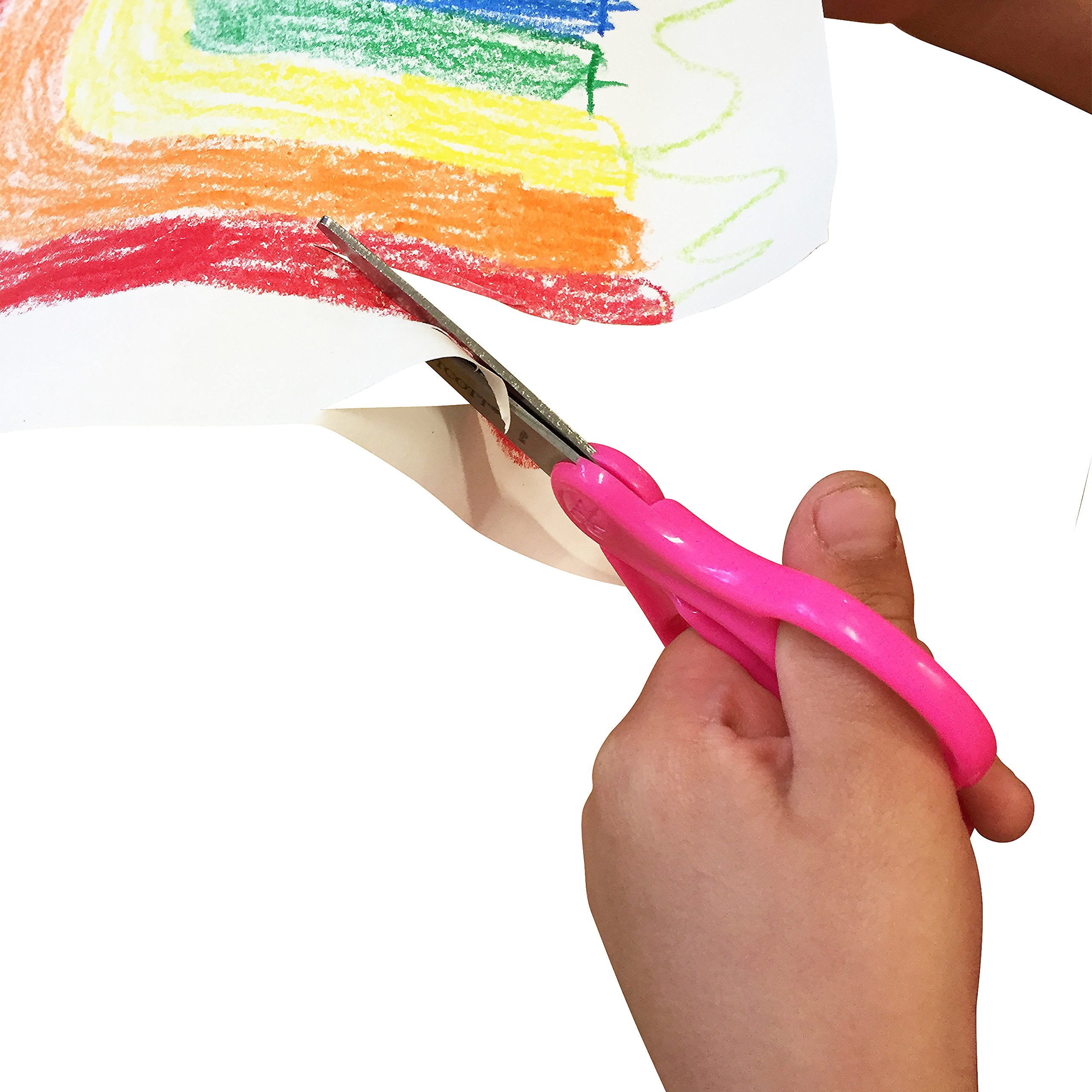 Westcott 15967 Right- and Left-Handed Scissors, Classic Kids' Scissors, Back to School, Classroom Supplies, Ages 4-8, 5-Inch Blunt Tip, Neon Pink - Image 3