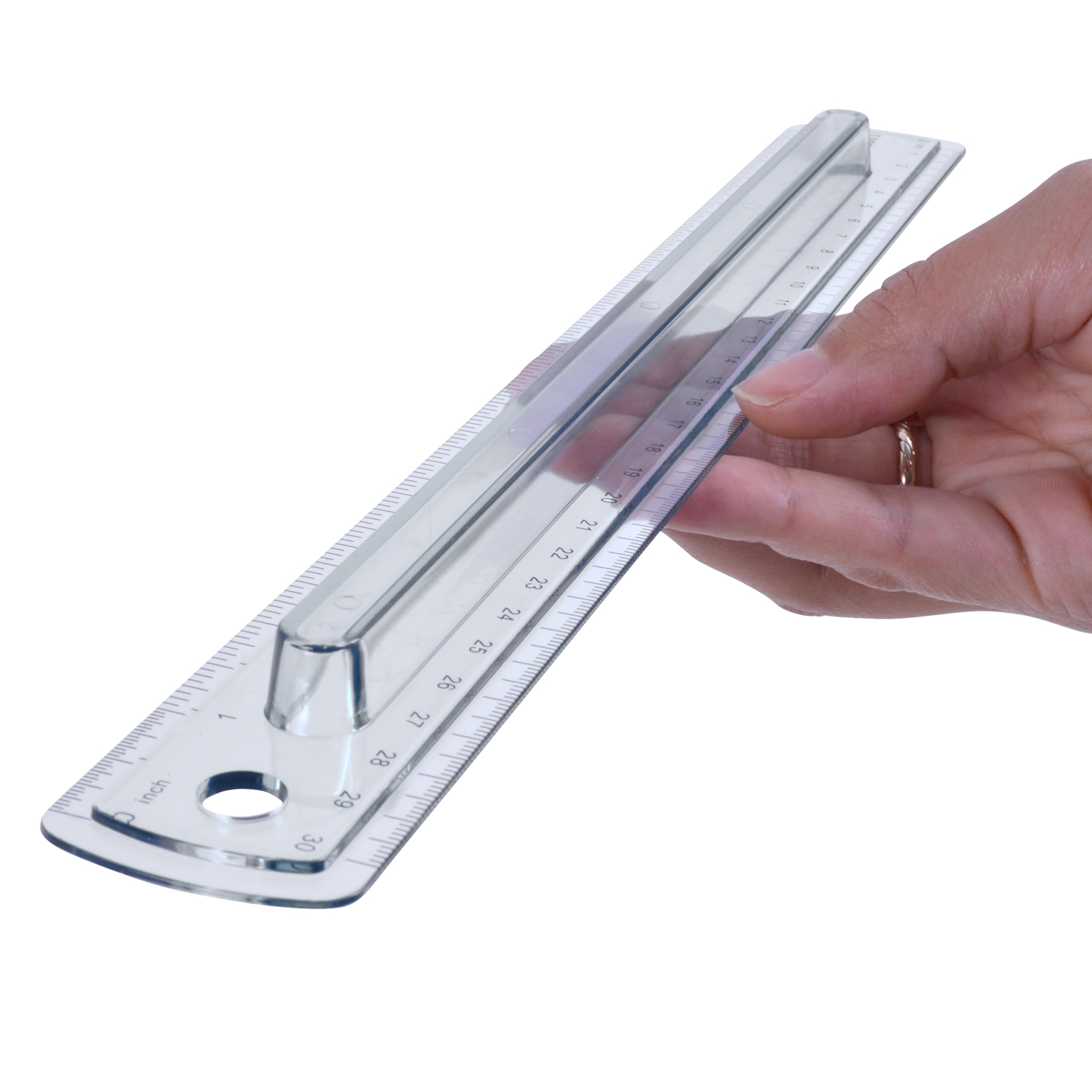 Westcott Finger Grip Ruler, Back-to-School, Smoke Gray, School Supplies, Classroom Supplies, 12-Inch - Image 3