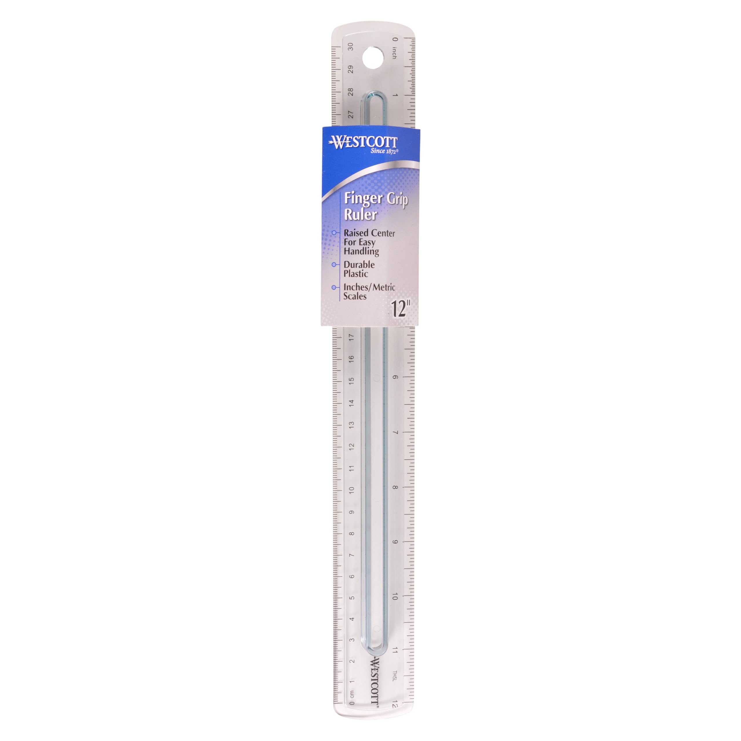 Westcott Finger Grip Ruler, Back-to-School, Smoke Gray, School Supplies, Classroom Supplies, 12-Inch - Image 5
