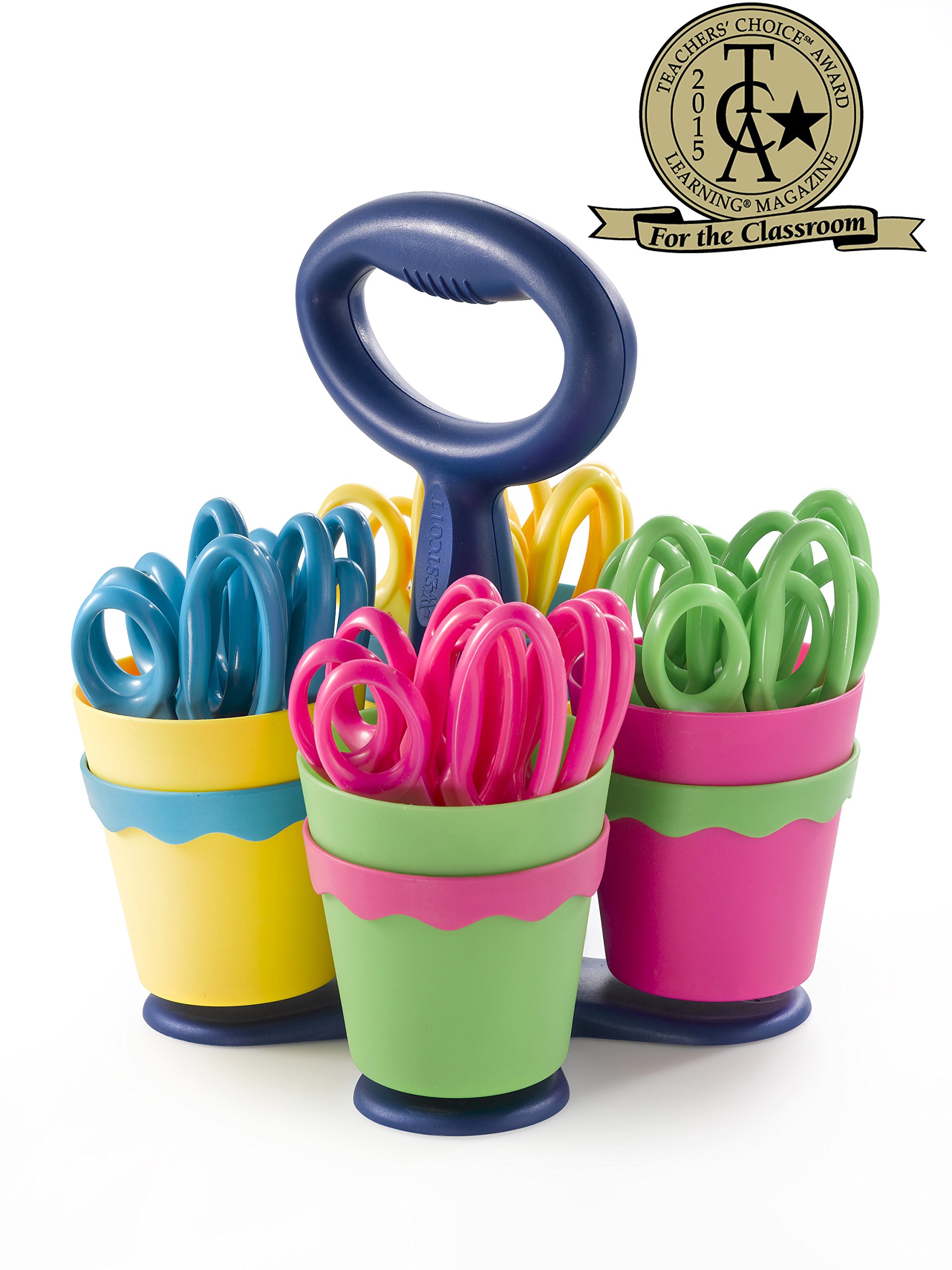 Westcott School Scissor Caddy and 5-Inch Blunt Safety Scissors for Kids, Back to School, Classroom Supplies, Assorted, 24 Pack (14756) - Image 3